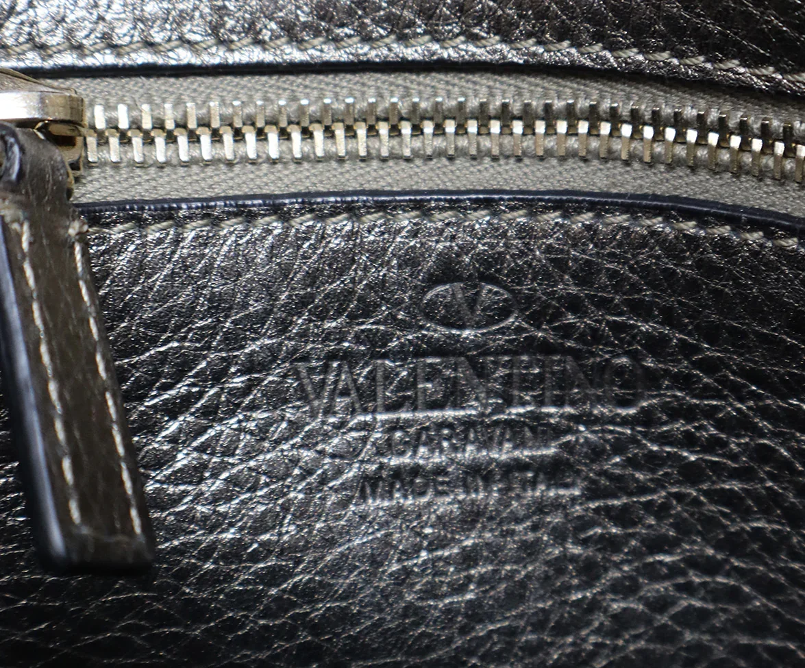 Valentino Crossbody Rockstud Metallic Gold Leather Messenger Bag - Image 6