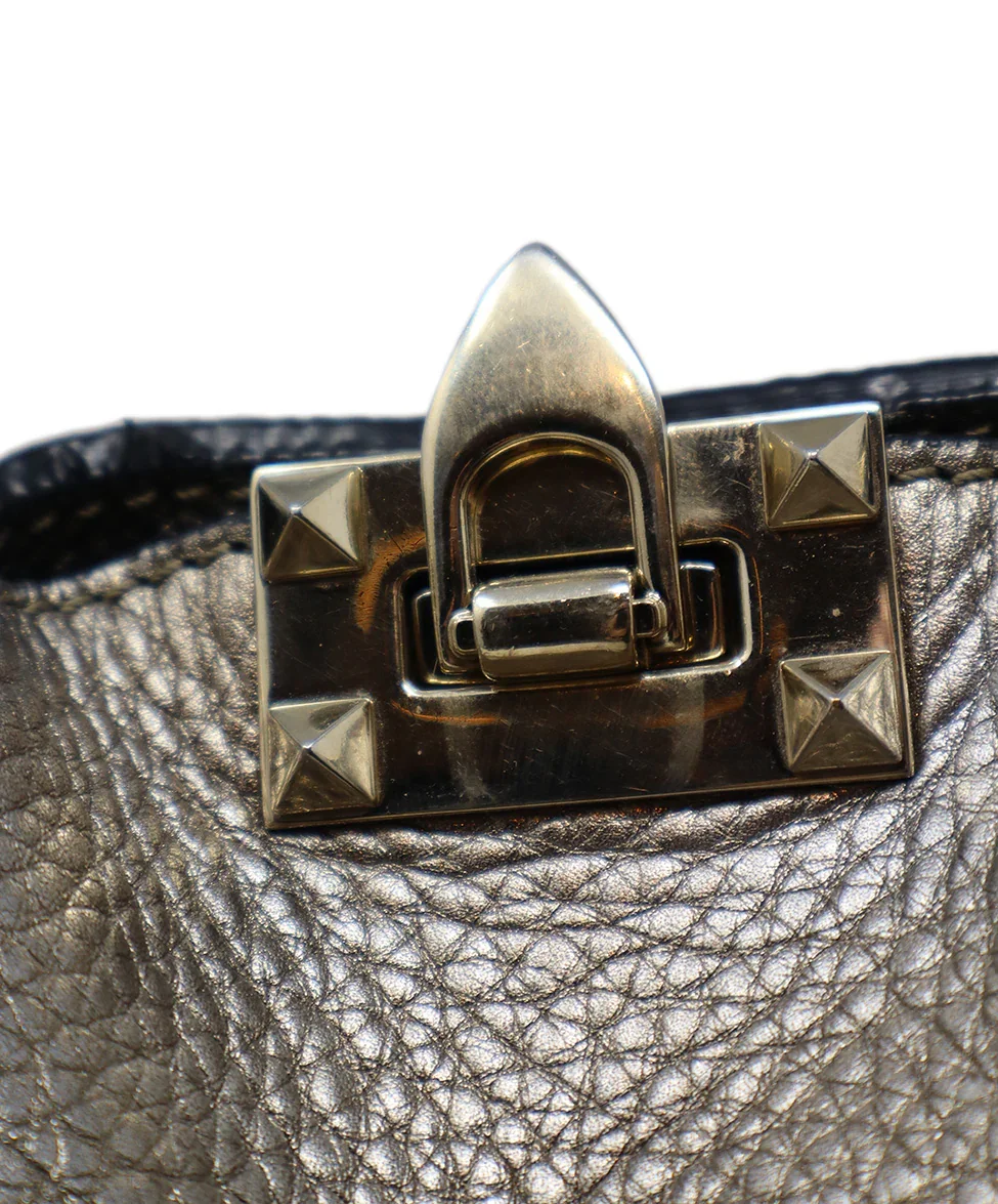 Valentino Crossbody Rockstud Metallic Gold Leather Messenger Bag - Image 7