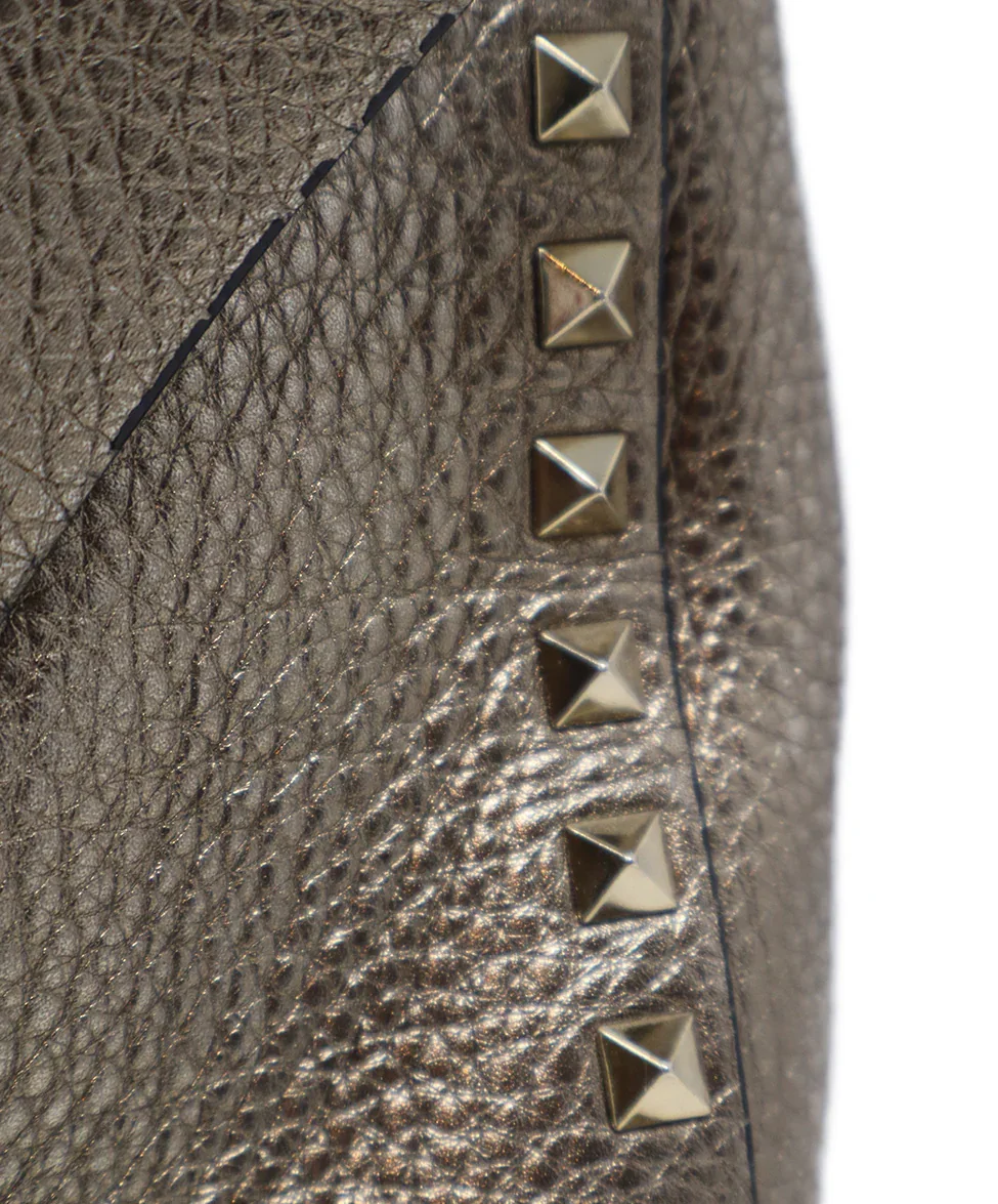 Valentino Crossbody Rockstud Metallic Gold Leather Messenger Bag - Image 8