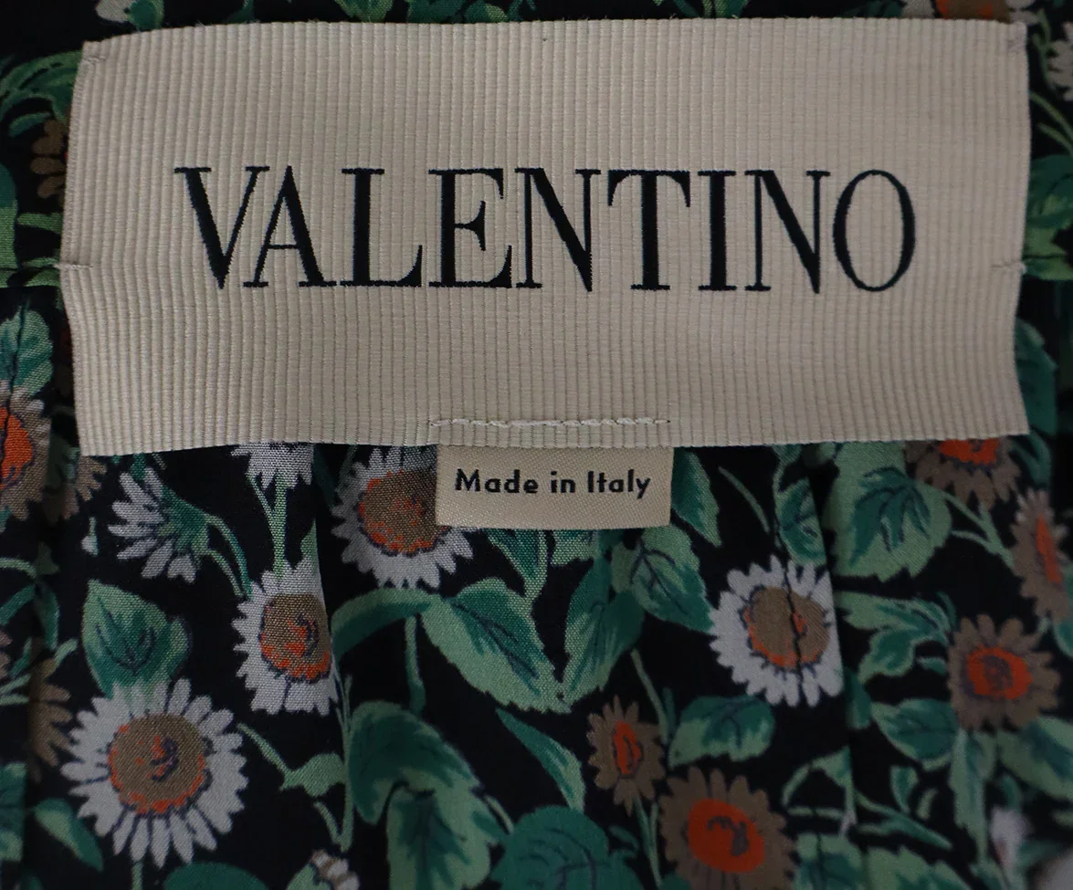 Valentino Green Floral Skirt Silk sz 2 - Image 4