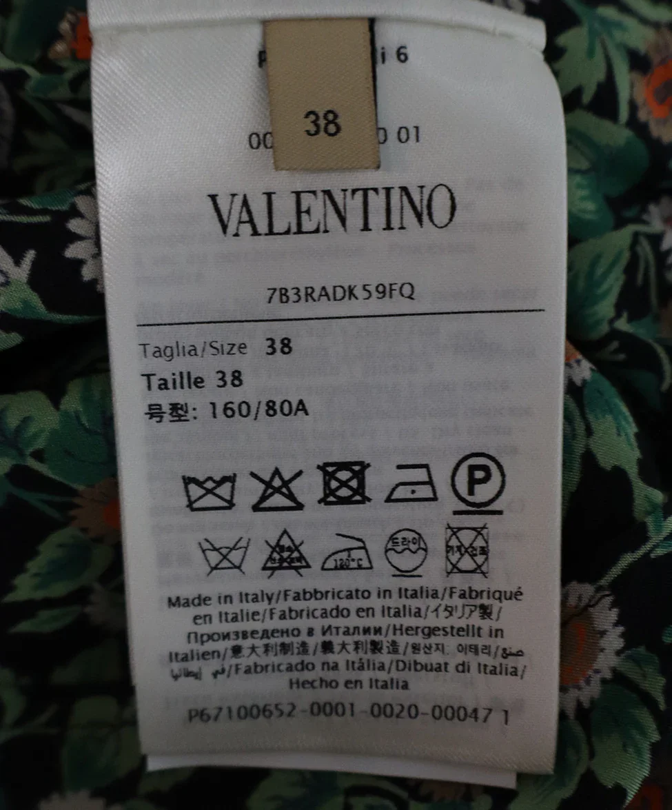 Valentino Green Floral Skirt Silk sz 2 - Image 5