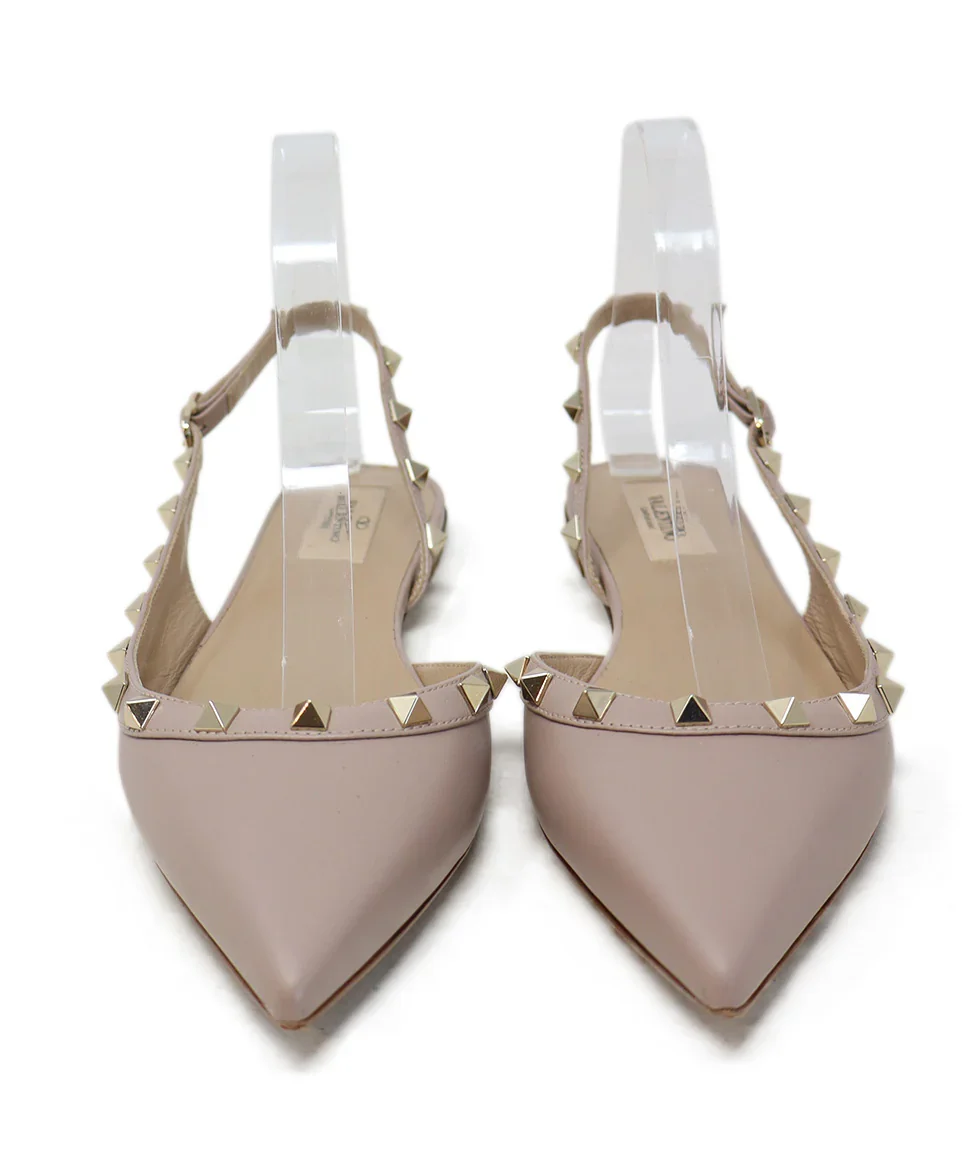 Valentino Nude Leather Studded Flats sz 7.5 - Image 4