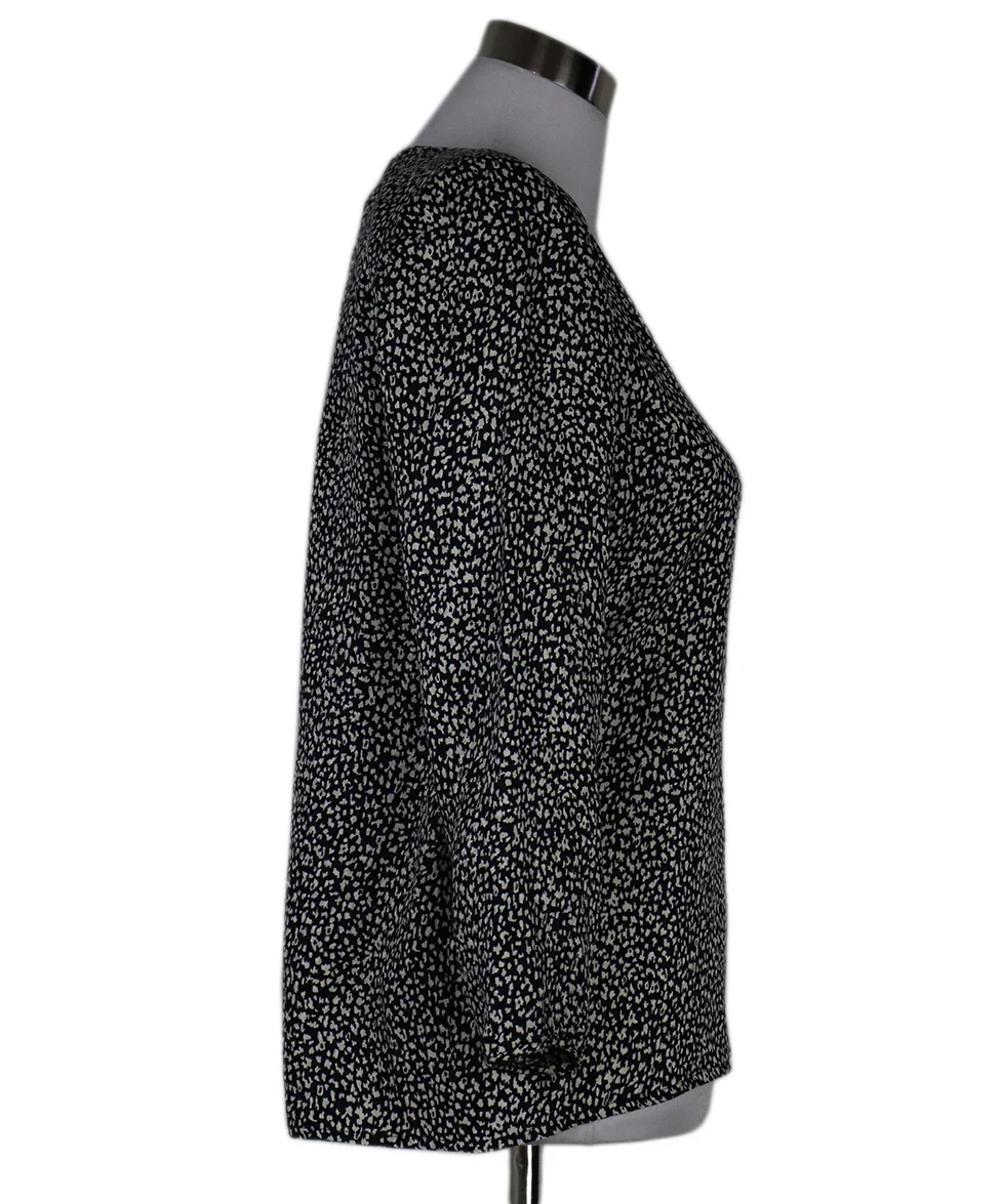 Valentino Vintage Blue Black & White Print Blouse sz 6 - Image 2