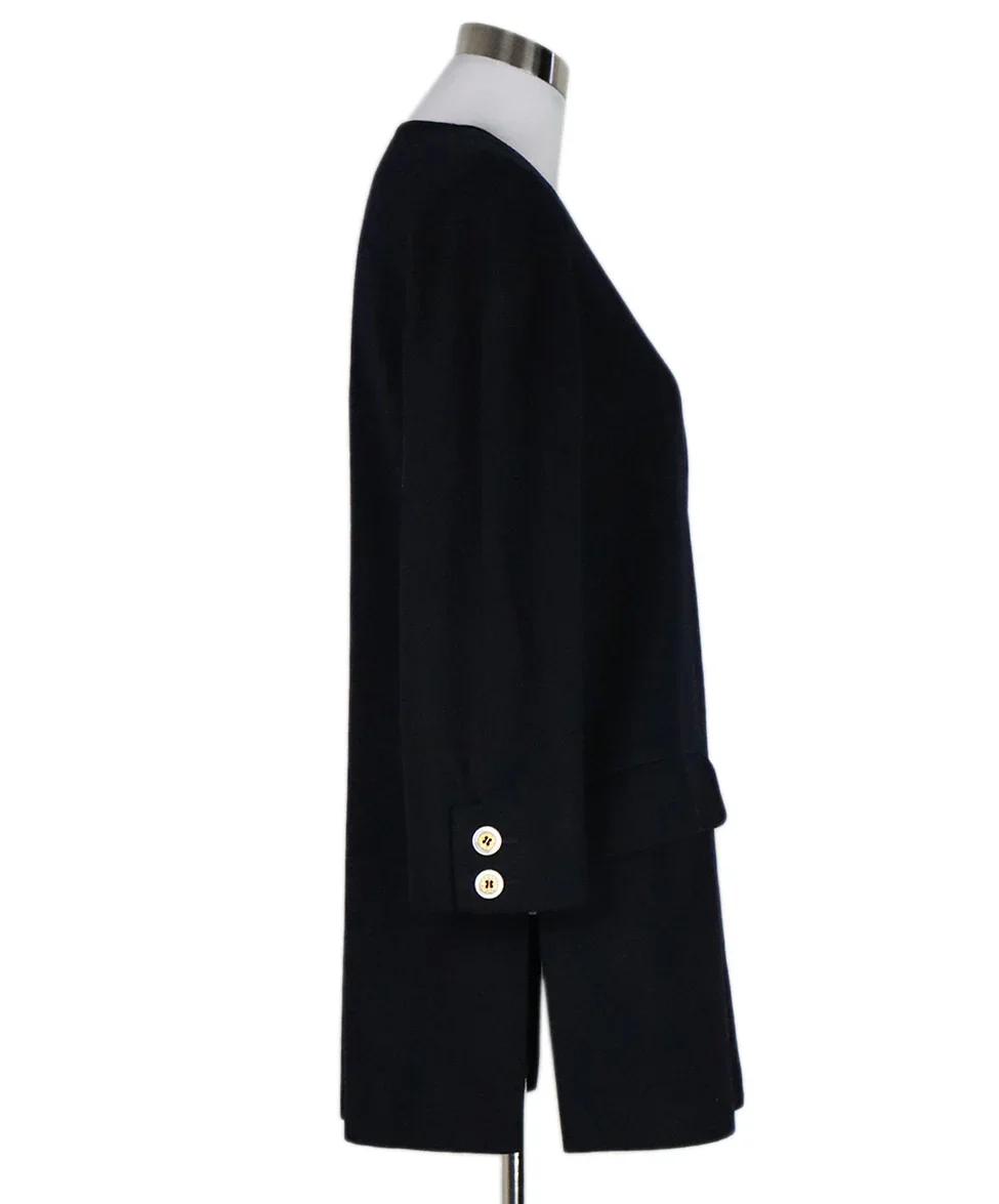 Valentino Vintage Navy Wool Coat sz 4 - Image 2