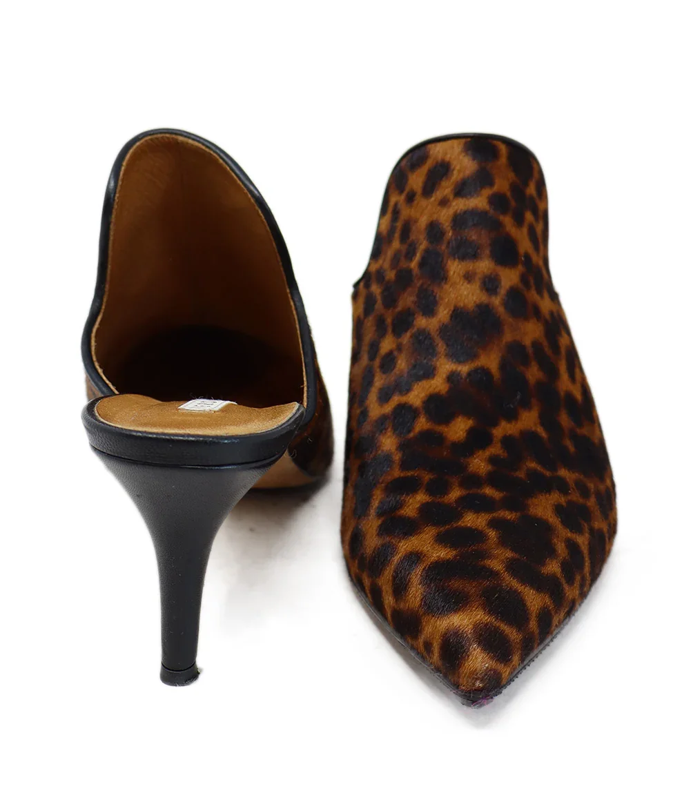 Veronica Beard Brown Black Leopard Print Fur Heels sz 8 - Image 3