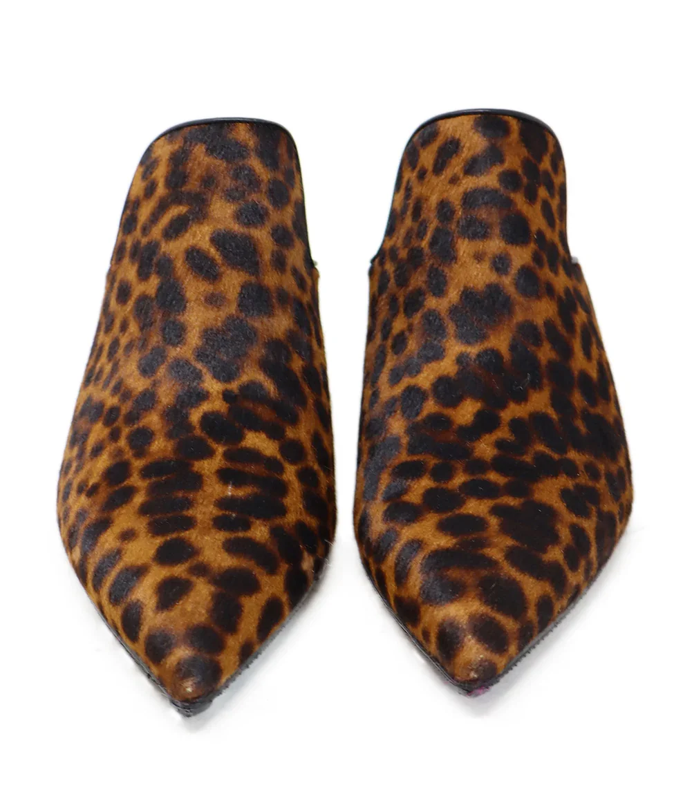 Veronica Beard Brown Black Leopard Print Fur Heels sz 8 - Image 4