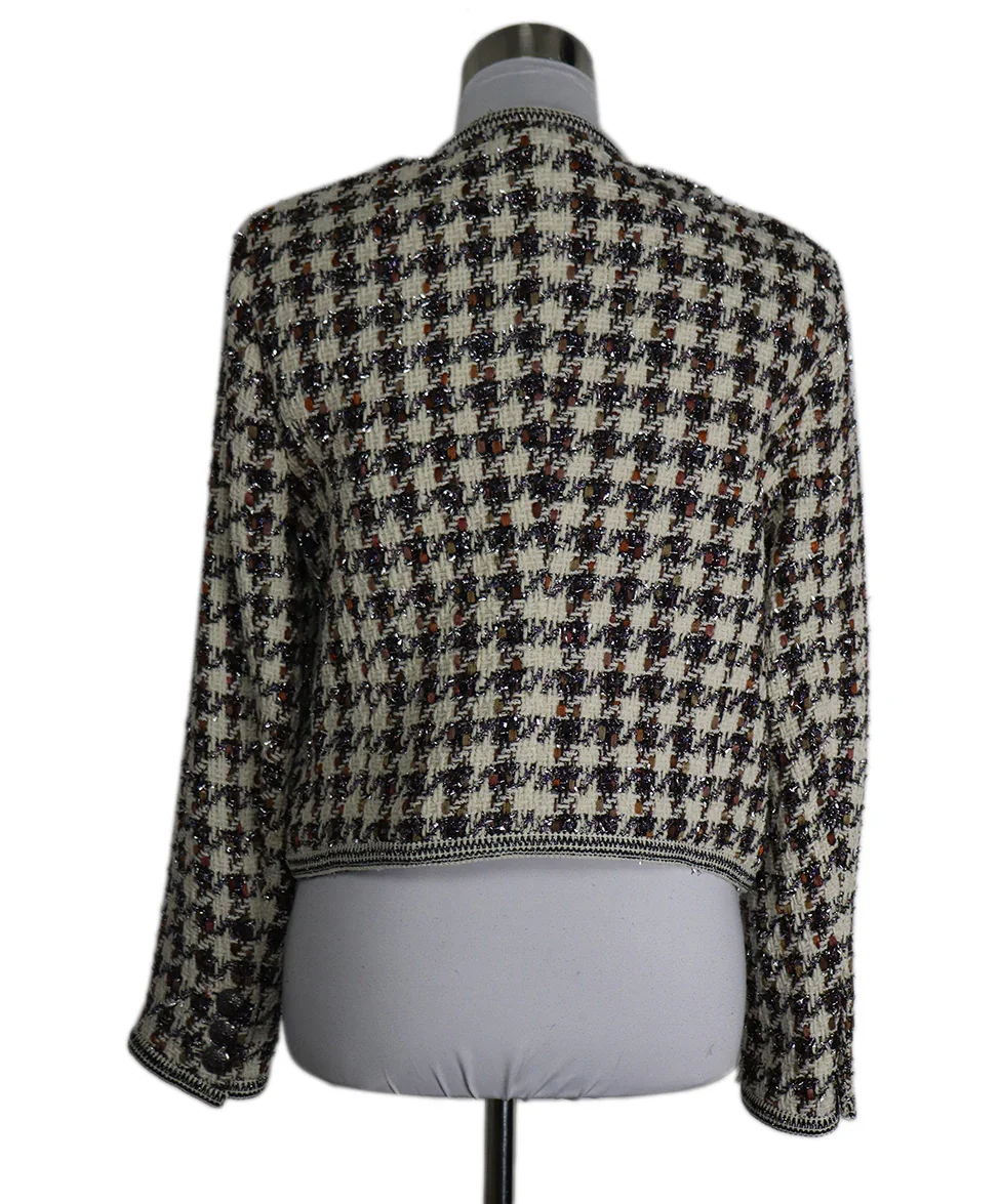 Veronica Beard Neutral Ivory Black Brown Tweed Blazer sz 12 - Image 3