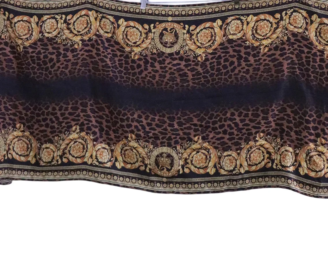 Versace Black Brown Gold Leopard Shawl Scarf - Image 4