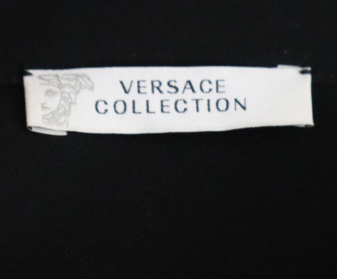 Versace Black Polyester Red Crystal Trim Top sz 4 - Image 4