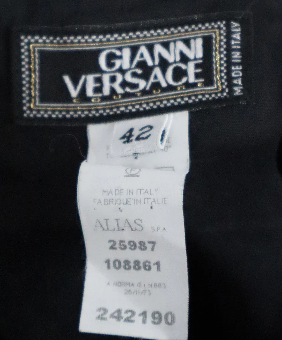 Versace Black Wool Dress w/ Leather Trim sz 4 - Image 4