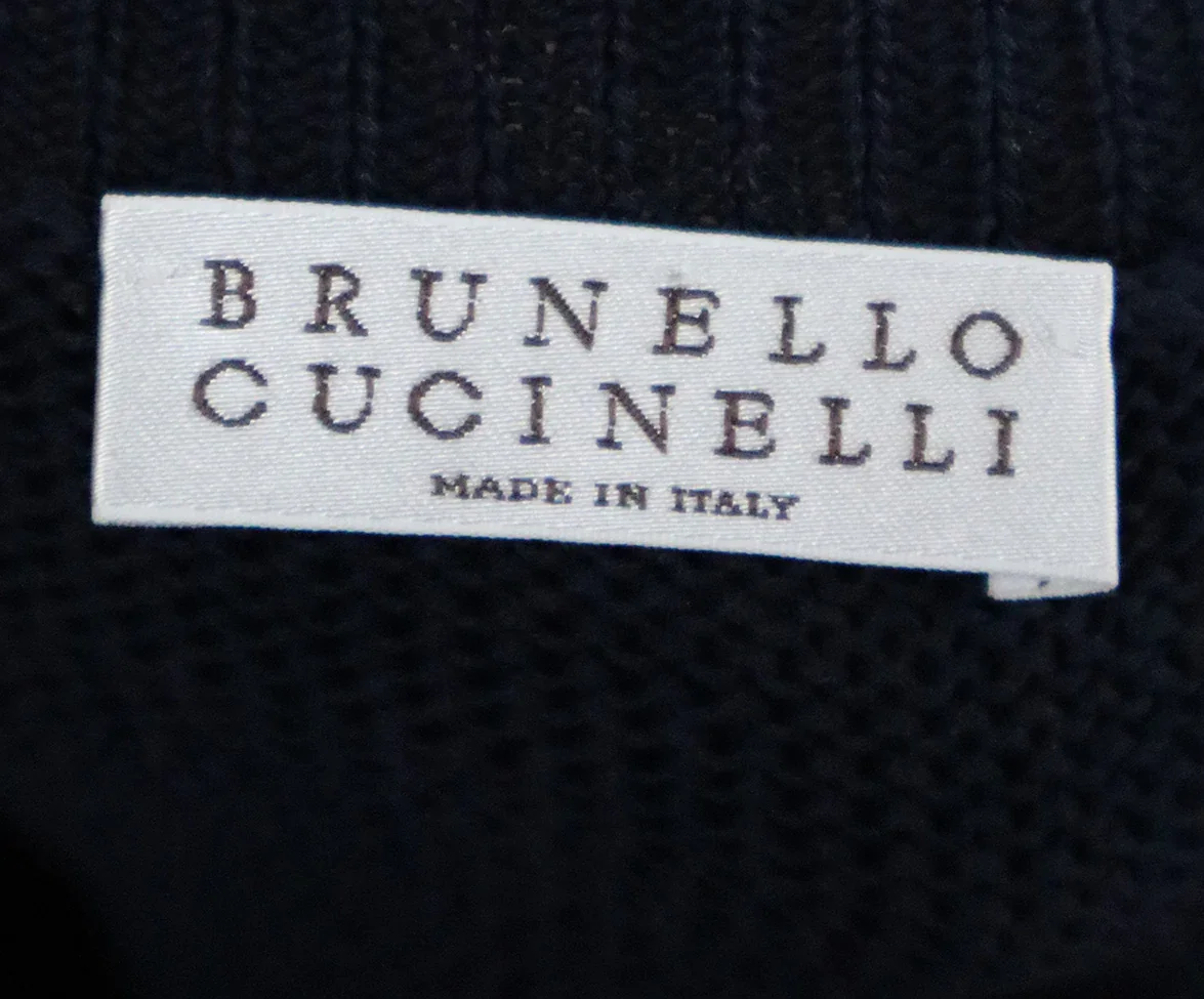 Brunello Cucinelli Navy Linen Beaded Stripes Vest sz 4 - Image 4