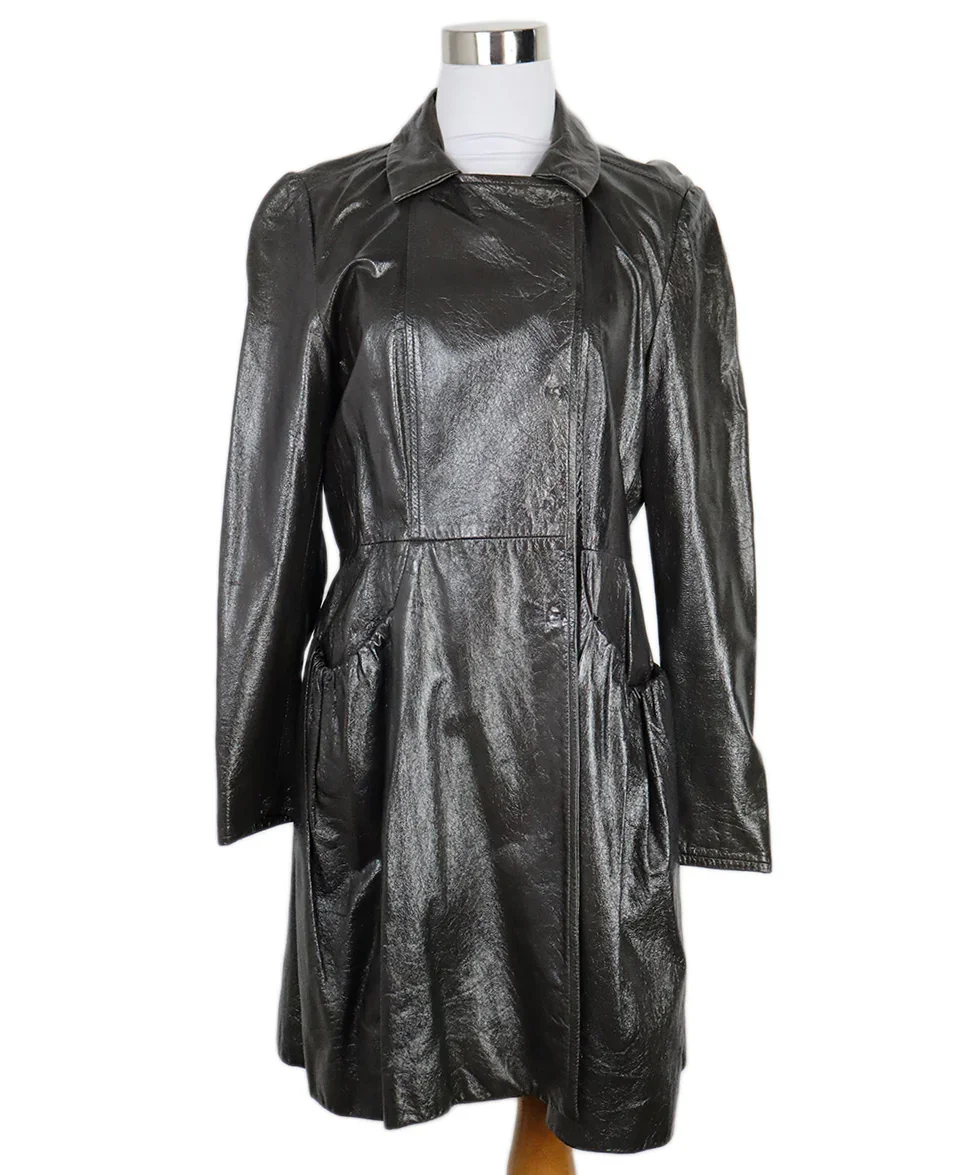 Miu Miu Vintage Distressed Grey Leather Trenchcoat sz 8