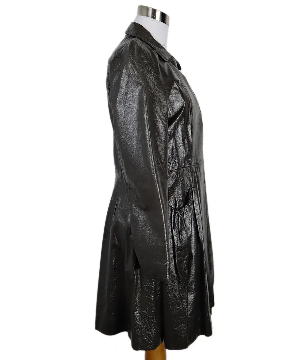Miu Miu Vintage Distressed Grey Leather Trenchcoat sz 8 - Image 2