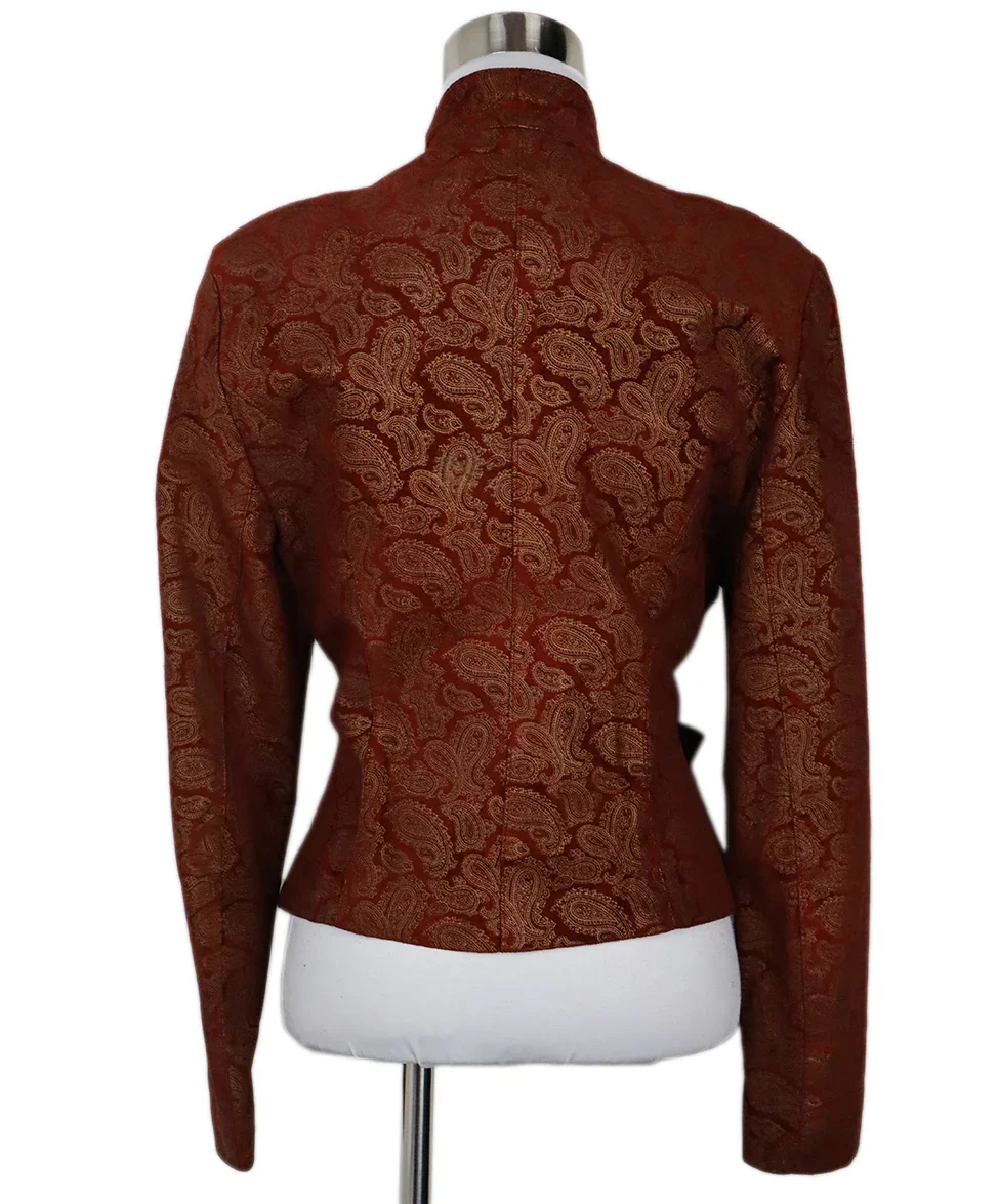 Vintage Red & Gold Paisley Print Suede Jacket sz 4 - Image 3