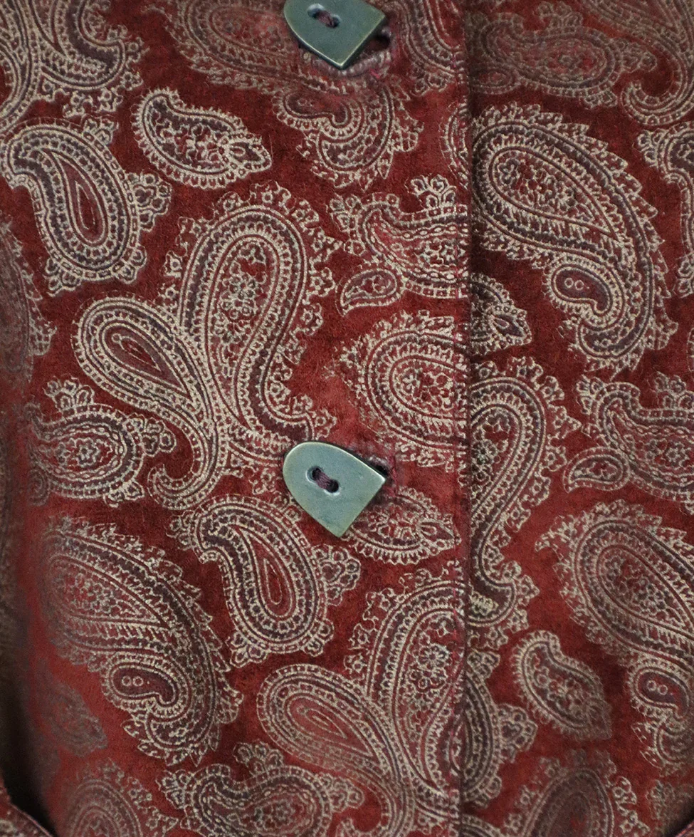 Vintage Red & Gold Paisley Print Suede Jacket sz 4 - Image 5