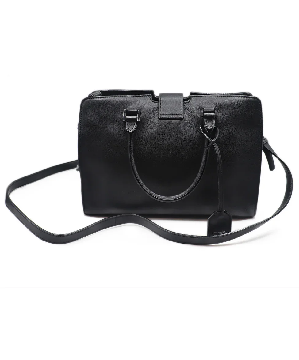 YSL Black Leather Satchel Handbag - Image 6