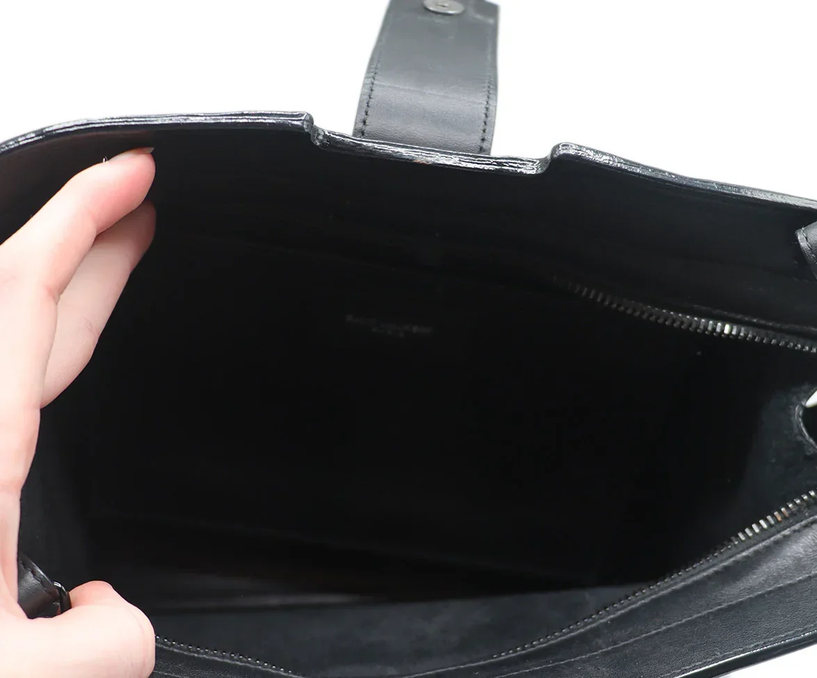 YSL Black Leather Satchel Handbag - Image 8