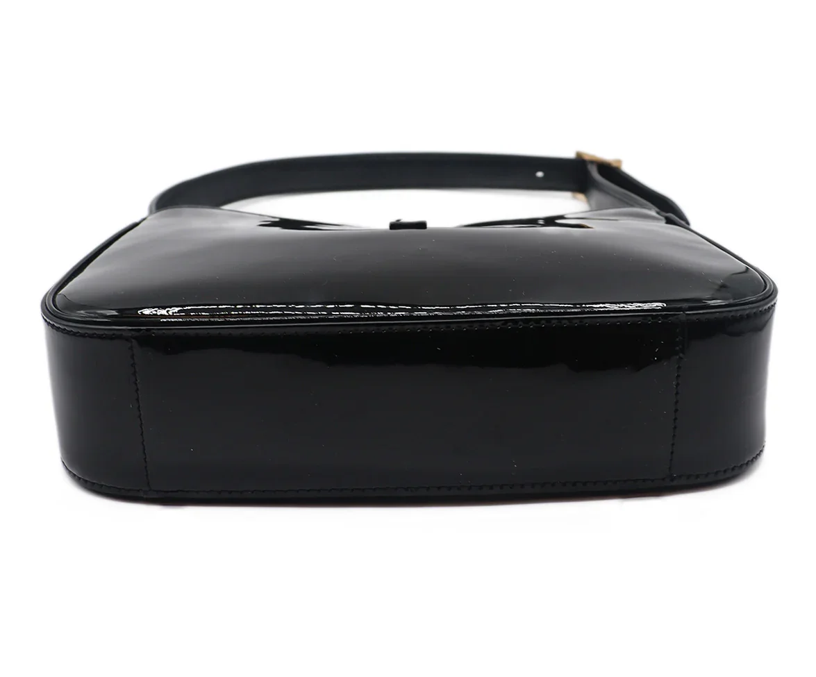 YSL Black Patent Leather Hobo Shoulder Bag - Image 4