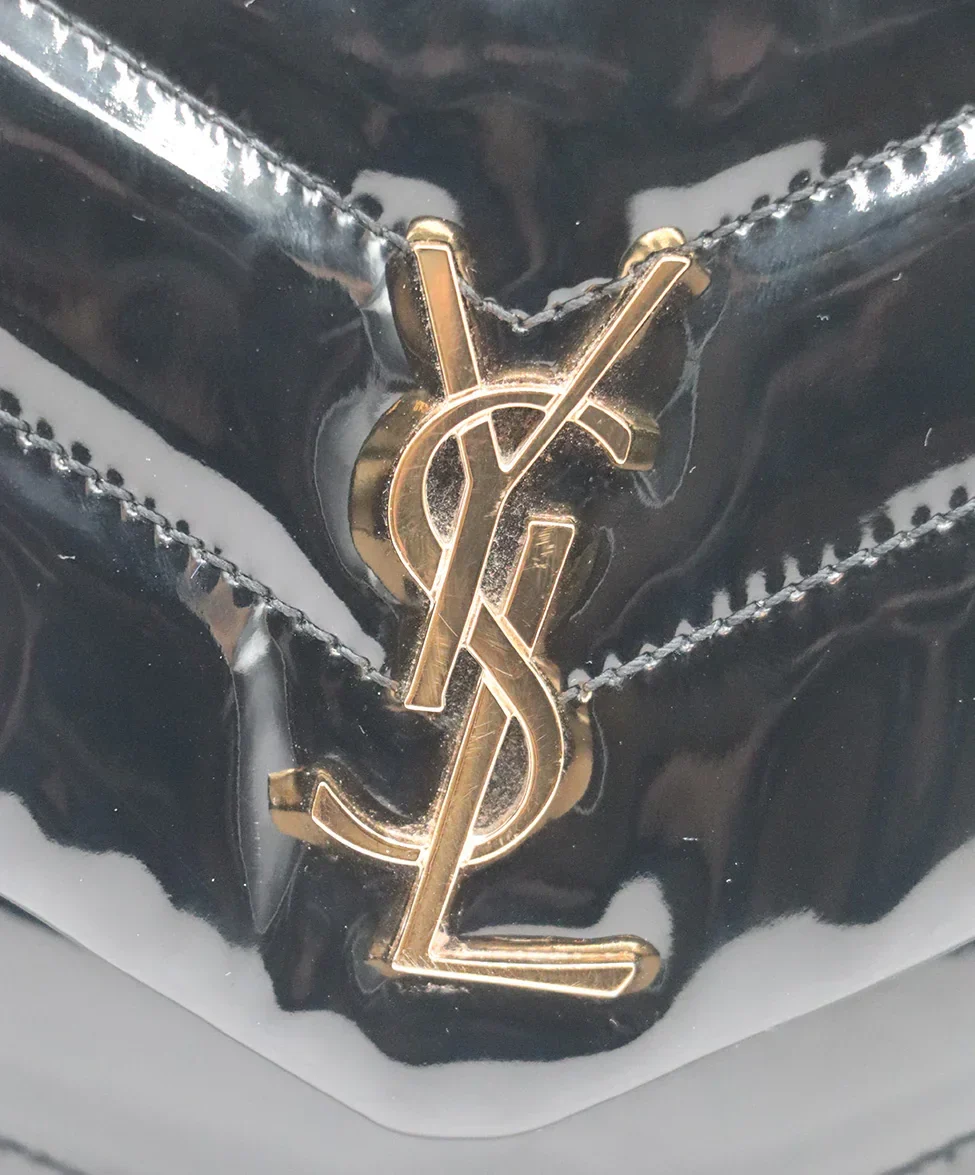 YSL Black Patent Leather Lou Lou Handbag - Image 9