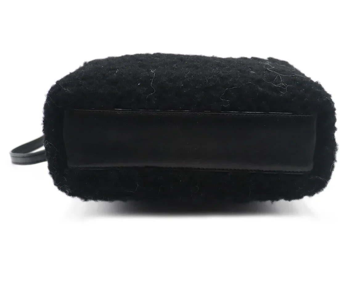 YSL Black Shearling Lou Lou Crossbody Handbag - Image 4