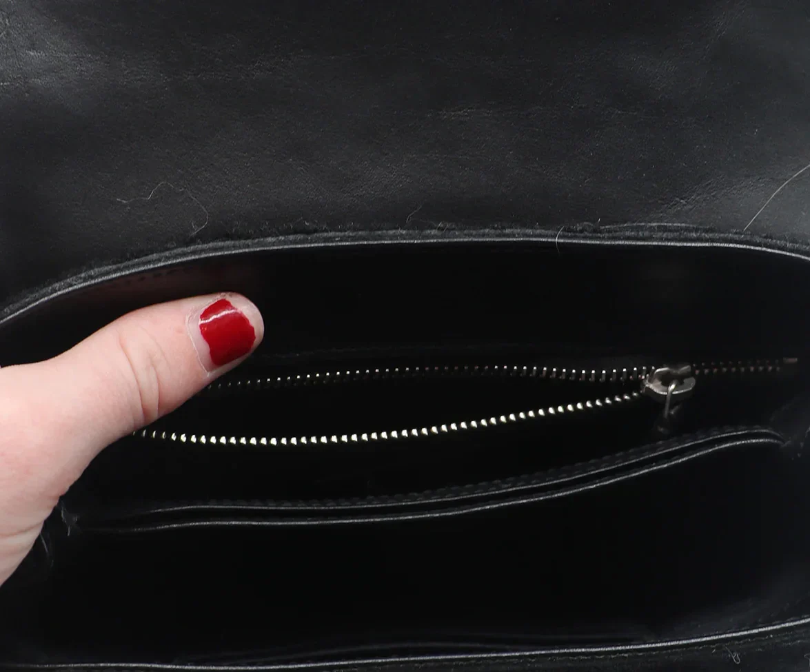 YSL Black Shearling Lou Lou Crossbody Handbag - Image 6