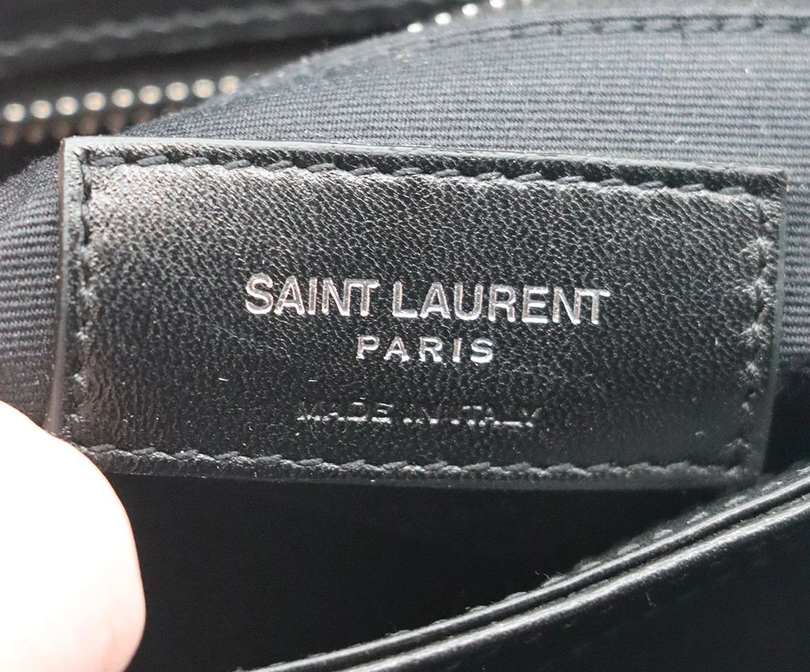 YSL Black Shearling Lou Lou Crossbody Handbag - Image 7