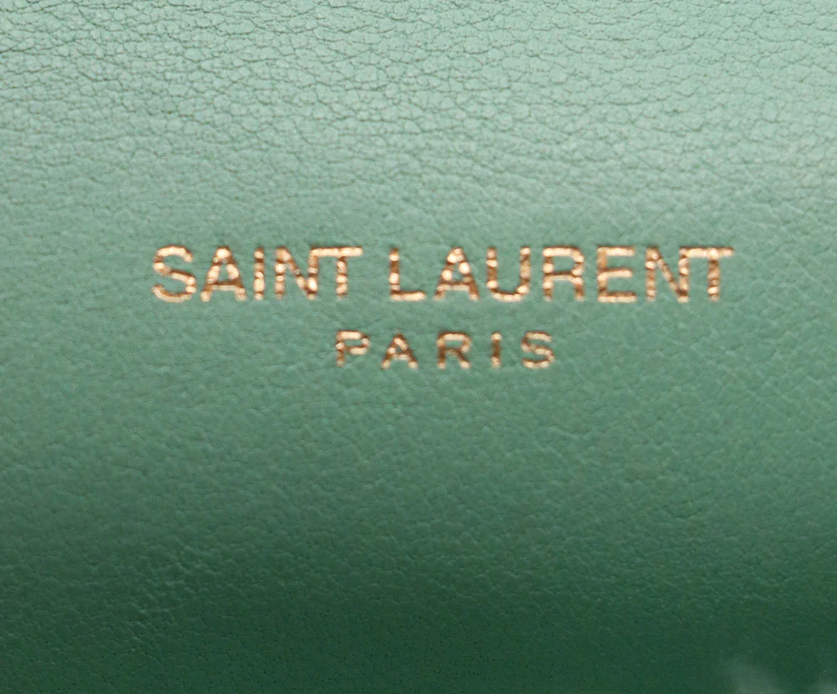 YSL Lou Lou Green Mint Shearling Shoulder Bag - Image 9