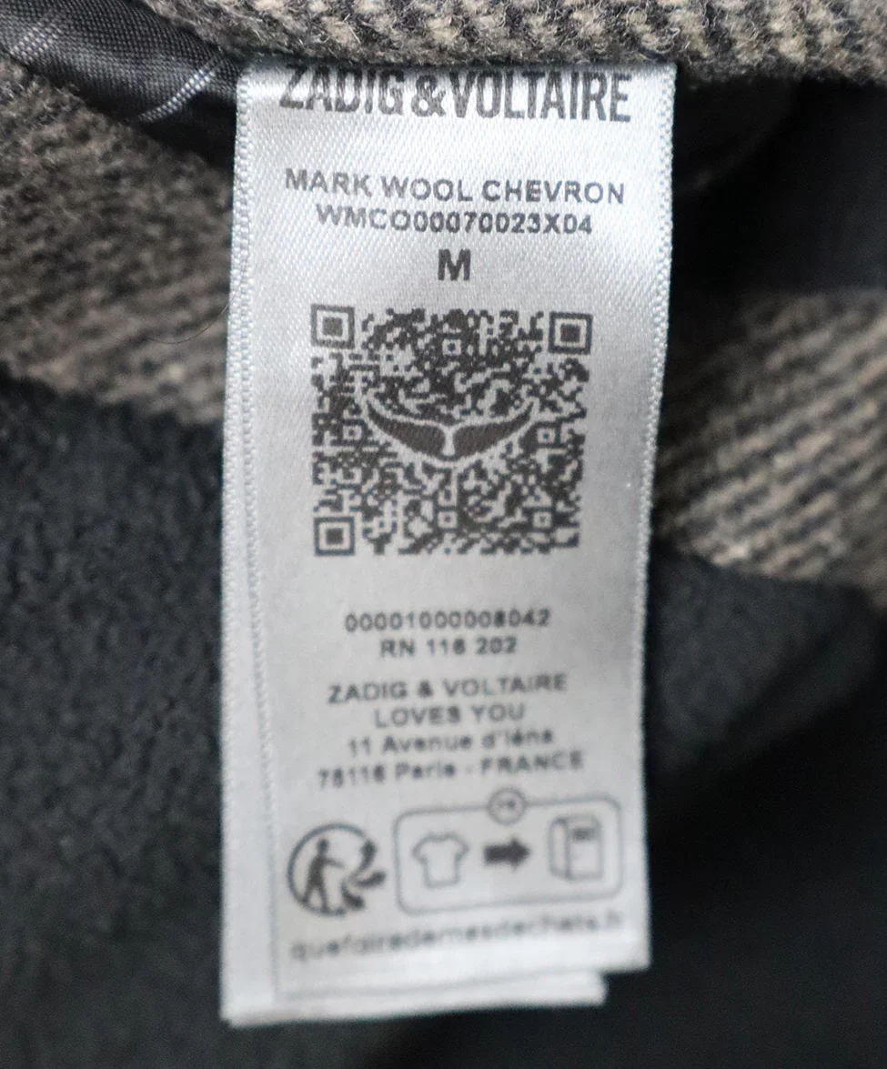 Zadig & Voltaire Black Grey Wool Coat sz 4 - Image 5